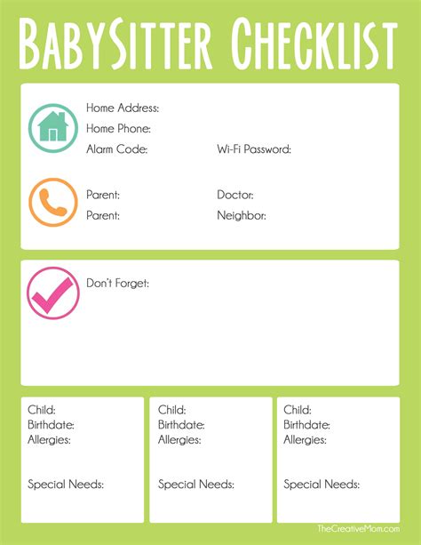 The Best Babysitter Checklist Printable Kaylee Blog