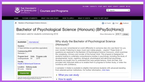 bachelor of psychological science course code