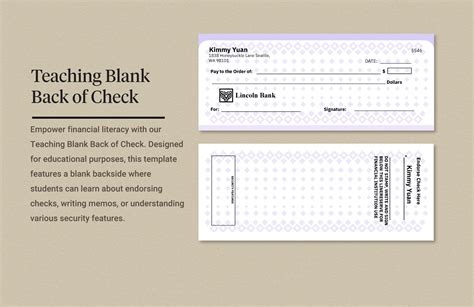 Back Of Check Image Template