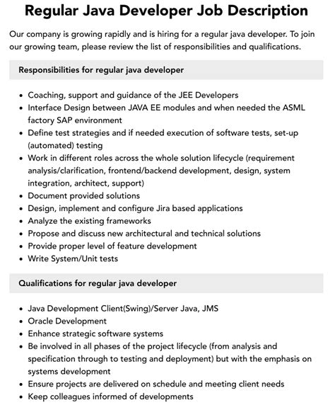 backend java developer job description