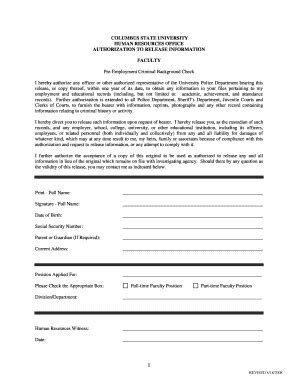 (United States) Background Check Authorization Form Download Fillable PDF Templateroller