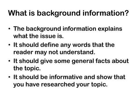 Background Information Mean
