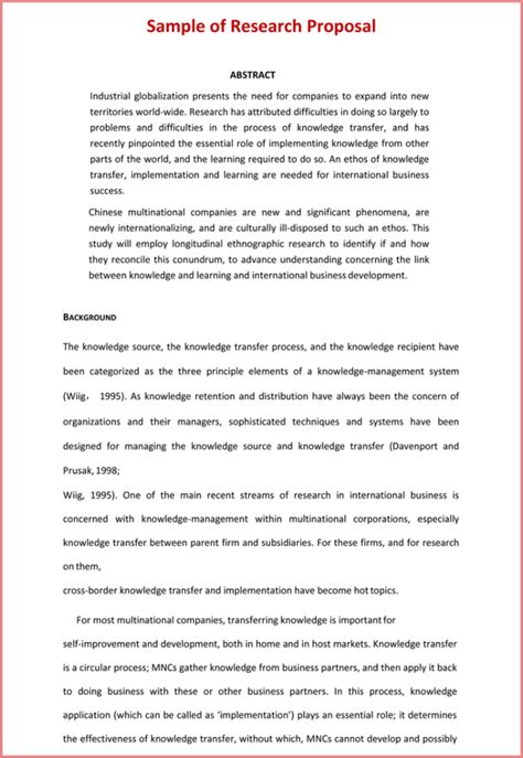 background of the study in research proposal example