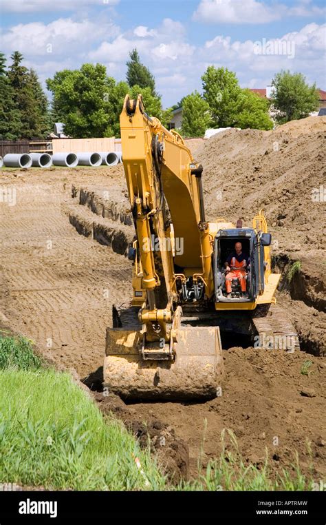 Backhoe Digging Ditch