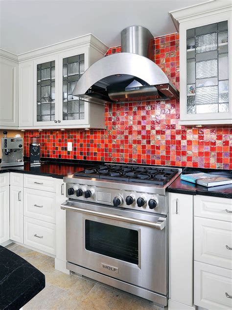Cool Backsplash Tile With Red Accents Ideas