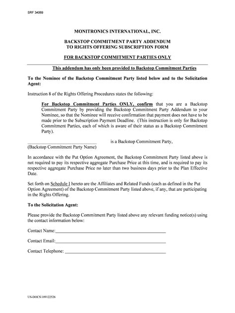 Backstop Agreement Meaning