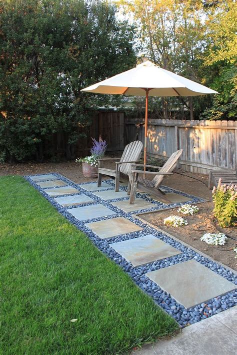 Large pavers used to create patio in backyard. Quick and easy