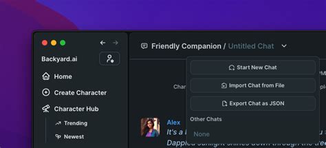 backyard ai export chat