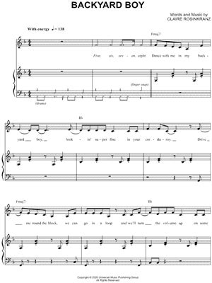backyard boy sheet music