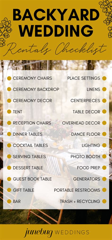 Backyard Wedding Rental Checklist