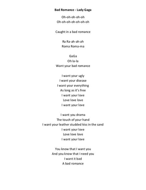 bad romance by lady gaga lyrics