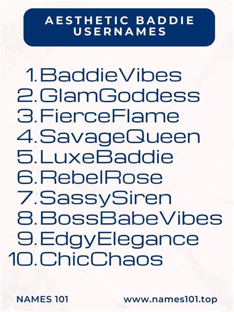 Baddie Aesthetic Usernames