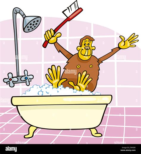 Lustige Portrat Eines Tauchers In Einer Badewanne Stockfoto Bild