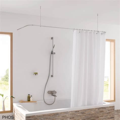 Duschvorhangstange Badewanne U Form Deckenhalterung 12mm Edelstahl Duschvorhang.de