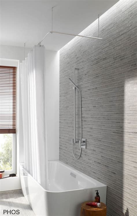 Duschvorhangstange in LForm + UForm als Winkel Duschvorhangstange, Dusche, Vorhänge