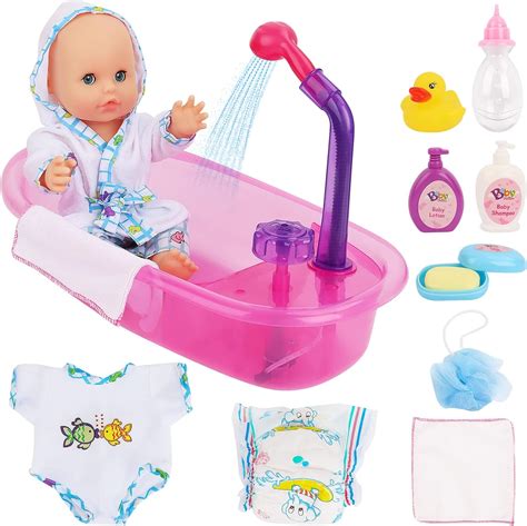 Simulation Baby Bade Set Puppe Badewanne Bad Ball Flasche Dusche Kopf Puzzle Spielzeug