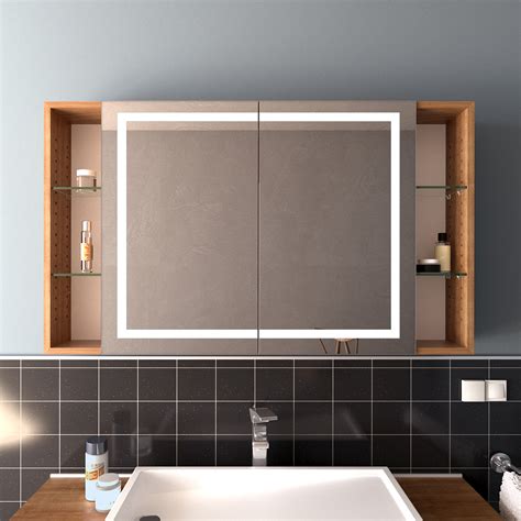 Badezimmer LED Spiegelschrank 80 cm, Badspiegel beleuchtet EEK A+