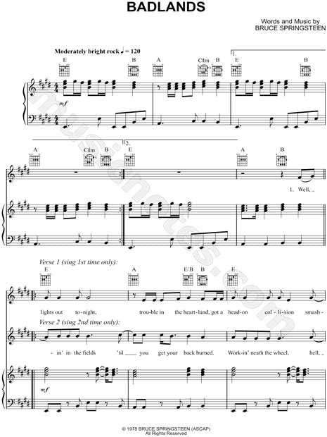 badlands piano solo chords