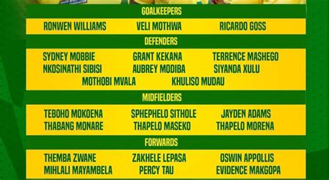 bafana bafana squad list 2024 afcon