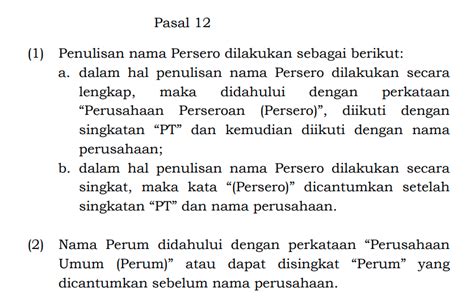 bagaimana penulisan pt yang benar