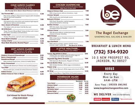Bagel Exchange Menu