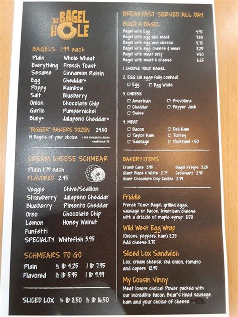 Bagel Hole Menu