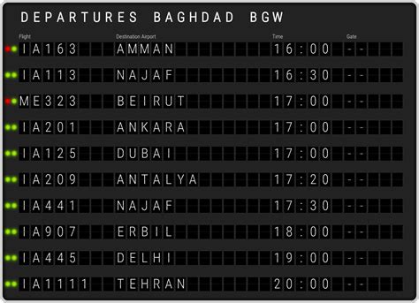 baghdad airport departures