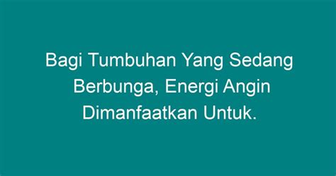 Bagi Tumbuhan Yang Sedang Berbunga Energi Angin Dimanfaatkan Untuk