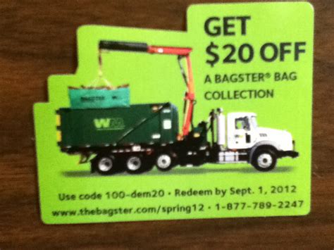Waste Management Bagster Pickup Coupon Code