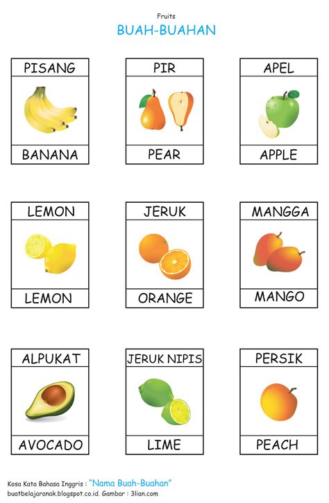 bahasa inggris nama buah
