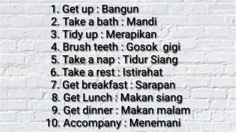 bahasa sehari hari dalam bahasa inggris