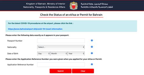 bahrain visa application status