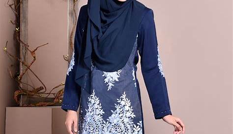 Baju Kurung Batik Lasercut Fatimah – High Blue – MuslimahClothing.Com