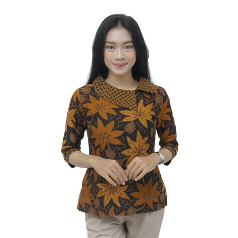 30+ Model Baju Batik Atasan Kantor Wanita Kombinasi Fashion Modern