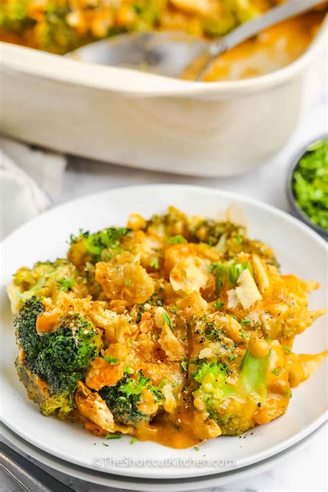 Baked broccoli casserole with golden brown topping