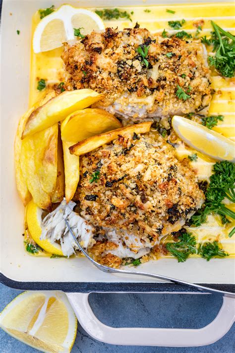baked cod and chips