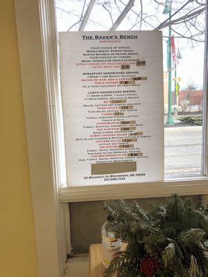 Bakers Bench Westbrook Hours