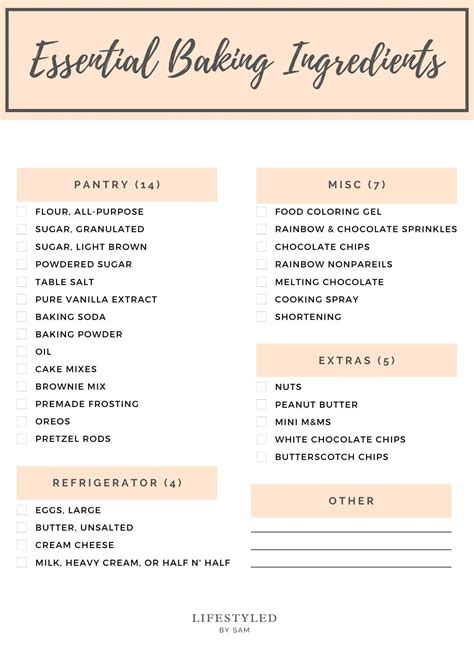 Baking Ingredients List Pdf