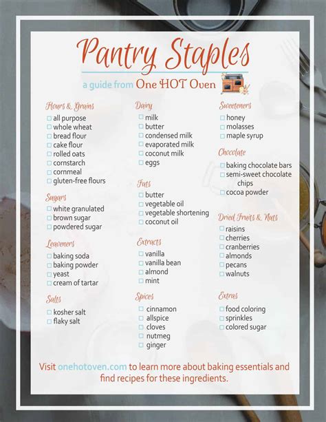 Baking List Ingredients