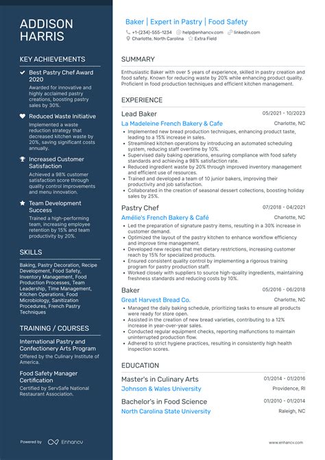 Baking Resume Examples