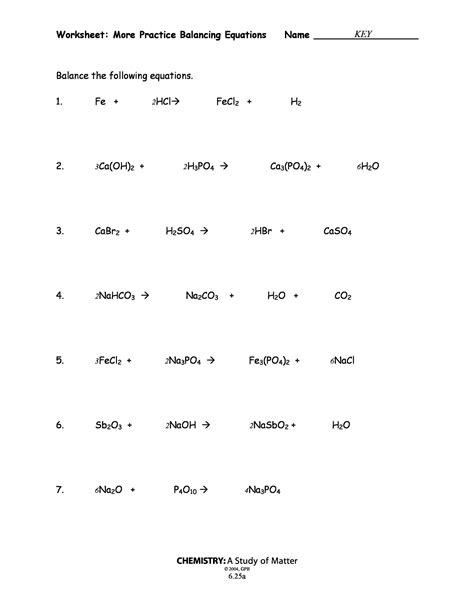 balancing simple chemical equation worksheet