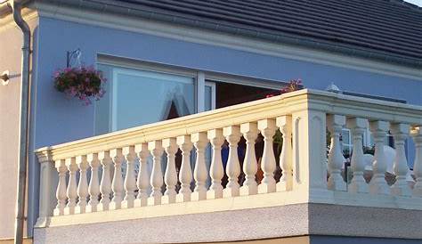 Balcon Terrasse Pierre Balustrade Pour En Reconstituee Ciment Blanc Modele Roma Azur Pergola Outdoor Decor Outdoor Structures