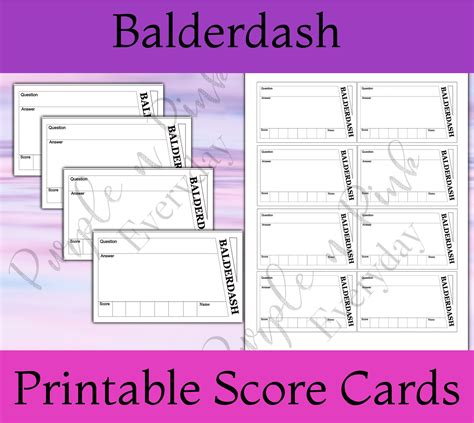 Balderdash Game Cards Printable