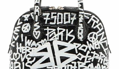 Balenciaga Leather Ville Graffiti Xxs Bag in Black Lyst