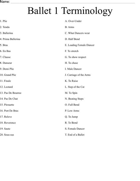 ballet terminology list