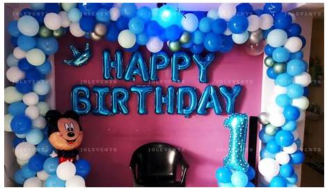 Balloon Decoration For Birthday Boy At Home Blue Decor