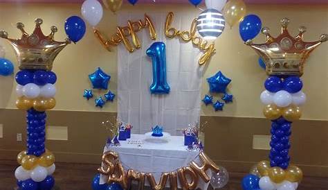 Balloon Decoration Ideas For 1st Birthday Party At Home Blue Girl s Sets Kids One