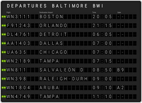 baltimore airport flight schedule