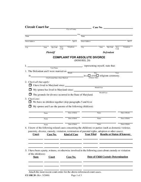 baltimore county divorce papers