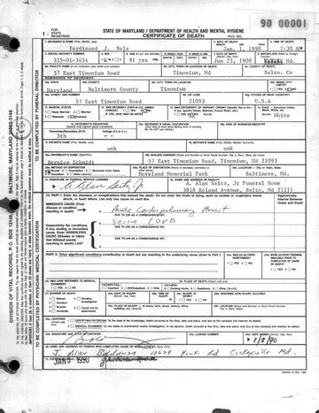 baltimore county maryland death certificate